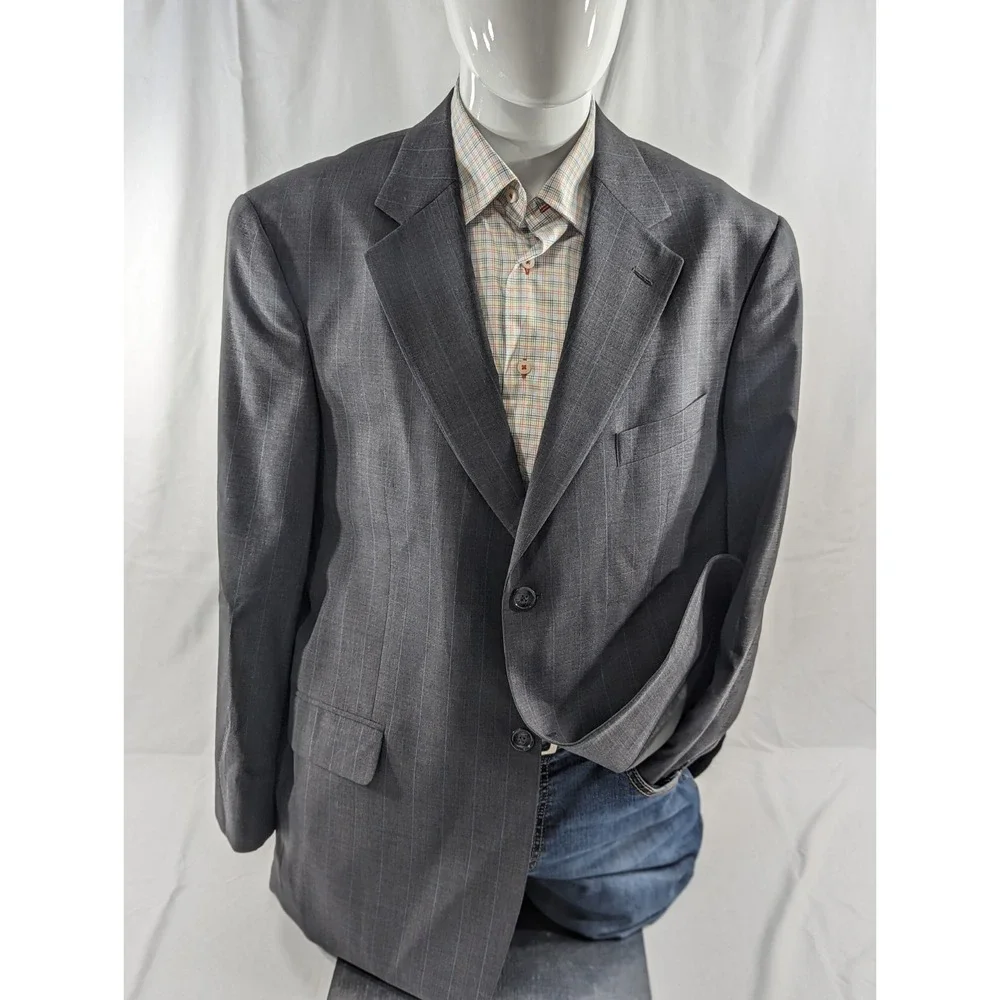 Stafford Blazer Sport Coat Jacket Classic Fit  43R Wool Blend Gray Subtle Stripe